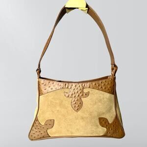 Suzanne Somers Somerstyle Collection Tan Genuine Leather Suede Shoulder Bag